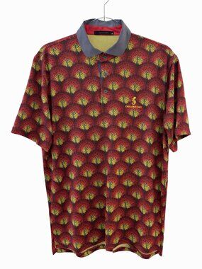 EUC Greyson Chileno Bay Golf Club Peacock Print Polo